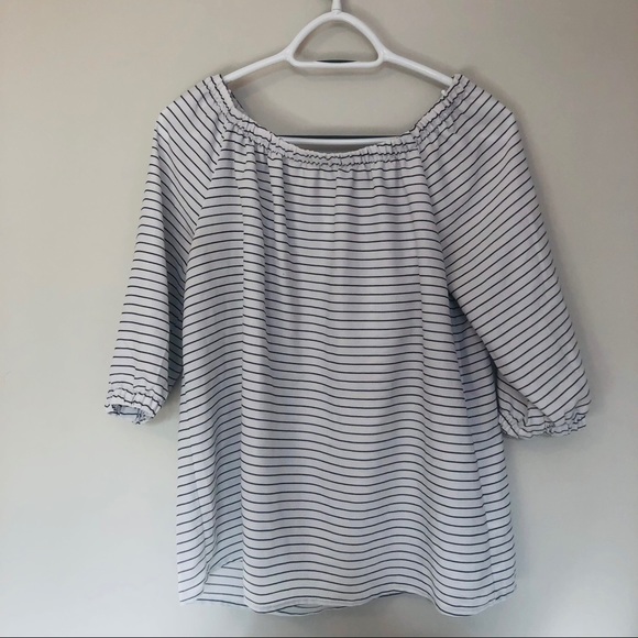 Striped Off The Shoulders Blouse - Picture 3 of 5